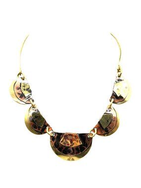 Vintage Brutalist Mixed Metals Copper And Brass Hand Crafted Geometric